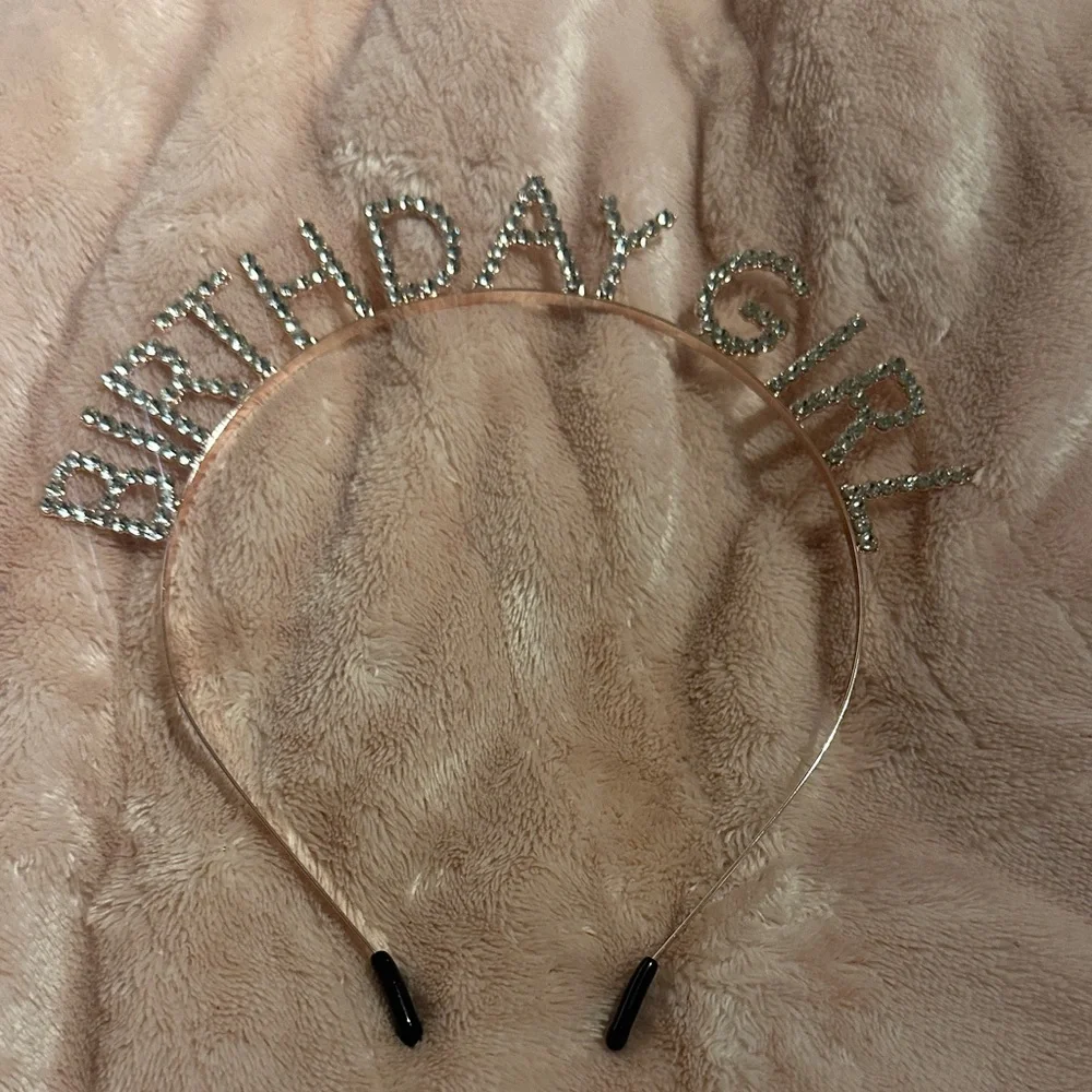 Birthday Girl Sash and Tiara Set - Gold and light pink